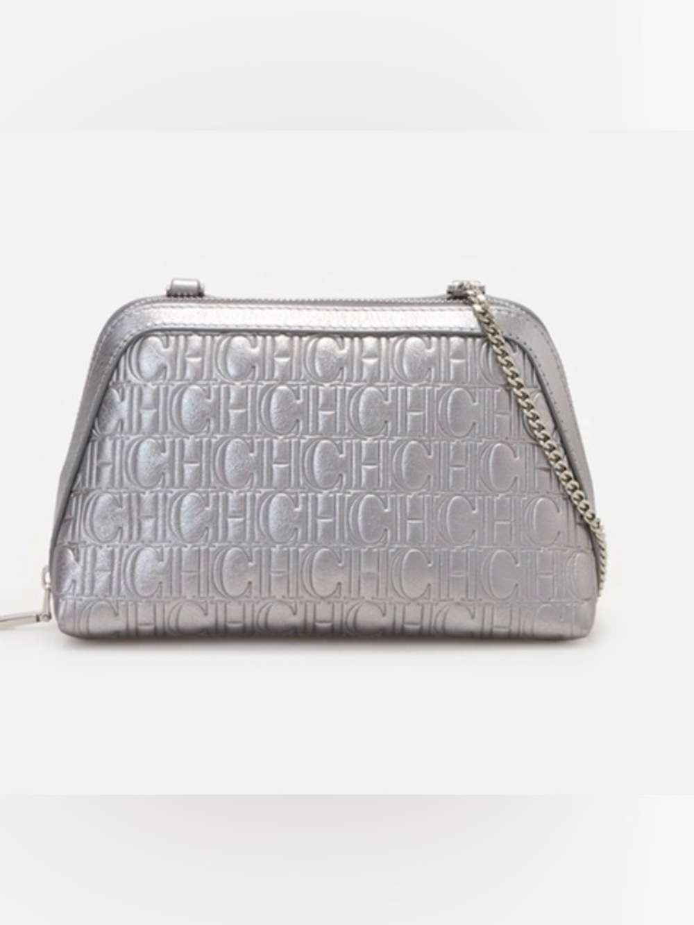 CH Carolina Herrera Matryoshka Silver Leather Crossbody Wallet
